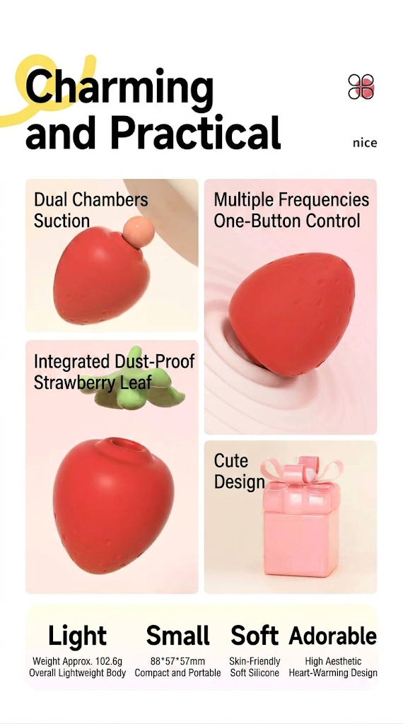 Mini Strawberry Vibrator | Suction & Waterproof