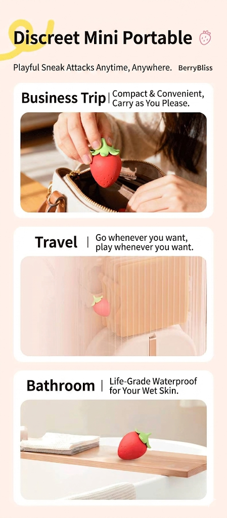 Mini Strawberry Vibrator | Suction & Waterproof