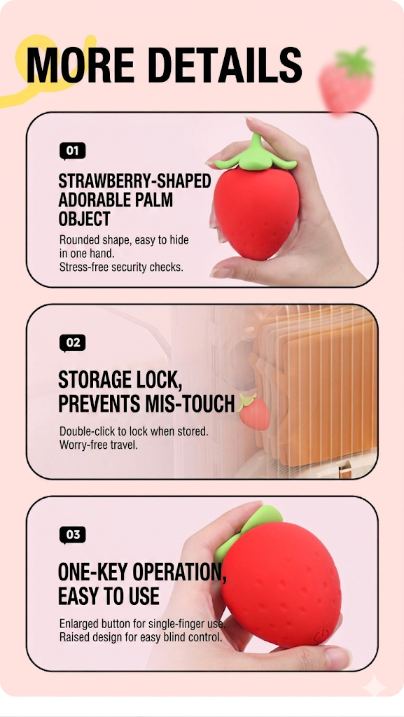 Mini Strawberry Vibrator | Suction & Waterproof